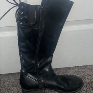 Black Leather Knee-High Boots